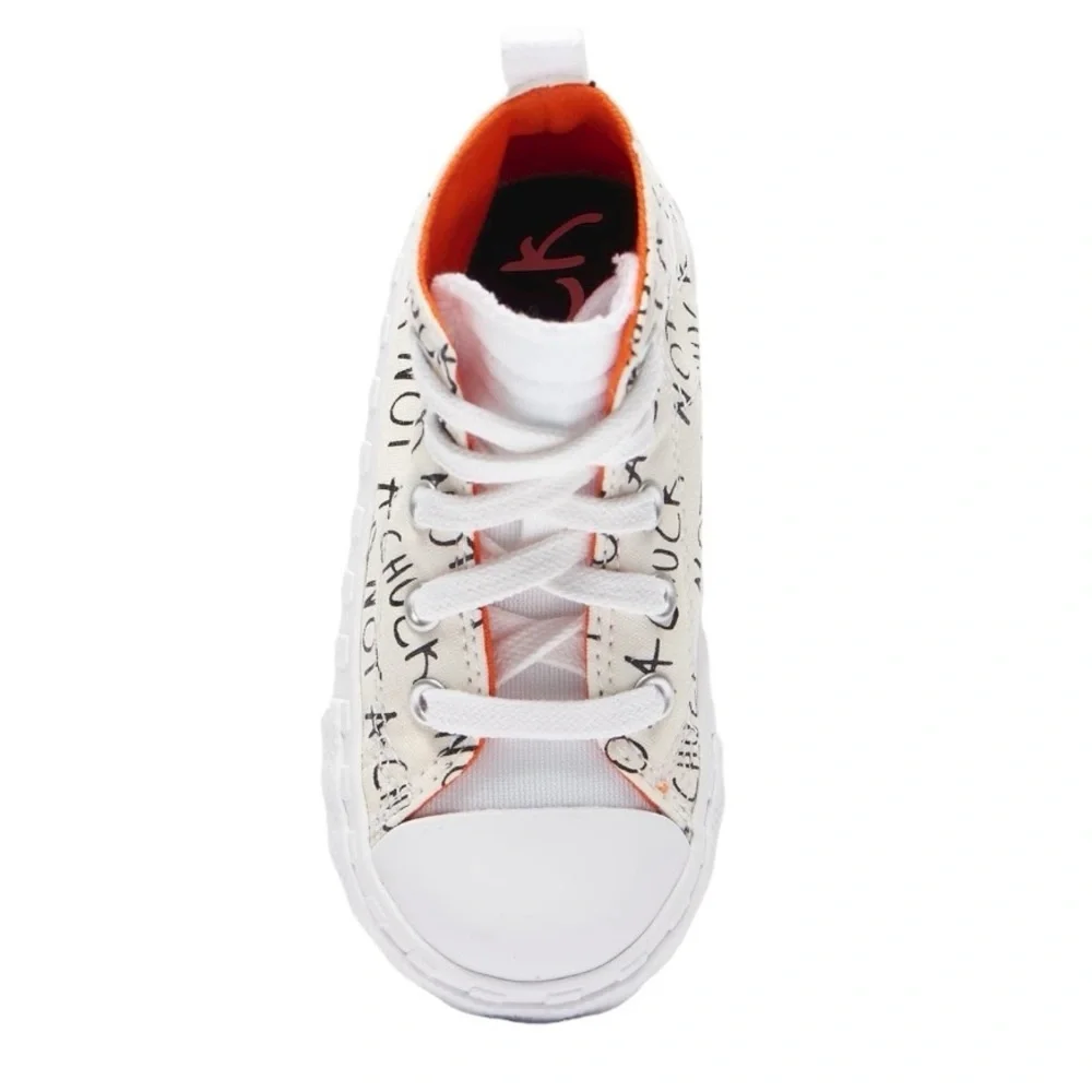 NEW Rare Converse Kids High-Top Sneakers - Cream with Black Text Size 6